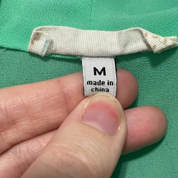 NAKED ZEBRA Seafoam Green / Aqua V Neck Draped Semi Sheer Sleeveless Blouse Sz M - Picture 6 of 8